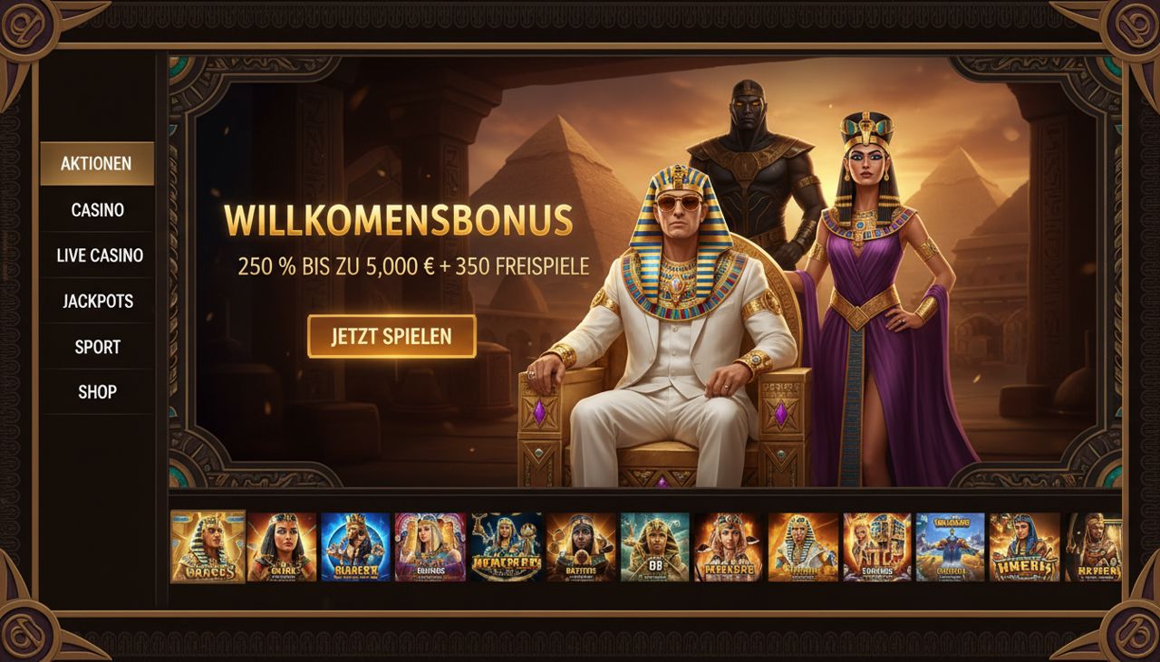 Casino-Lobby von Realz mit Menü, Bonusbanner und Spielkategorien